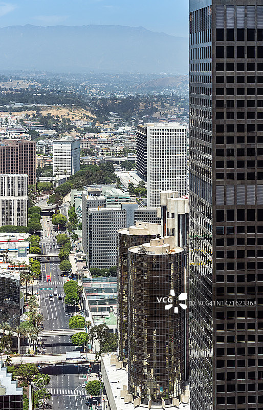洛杉矶市中心街道高角度视图图片素材