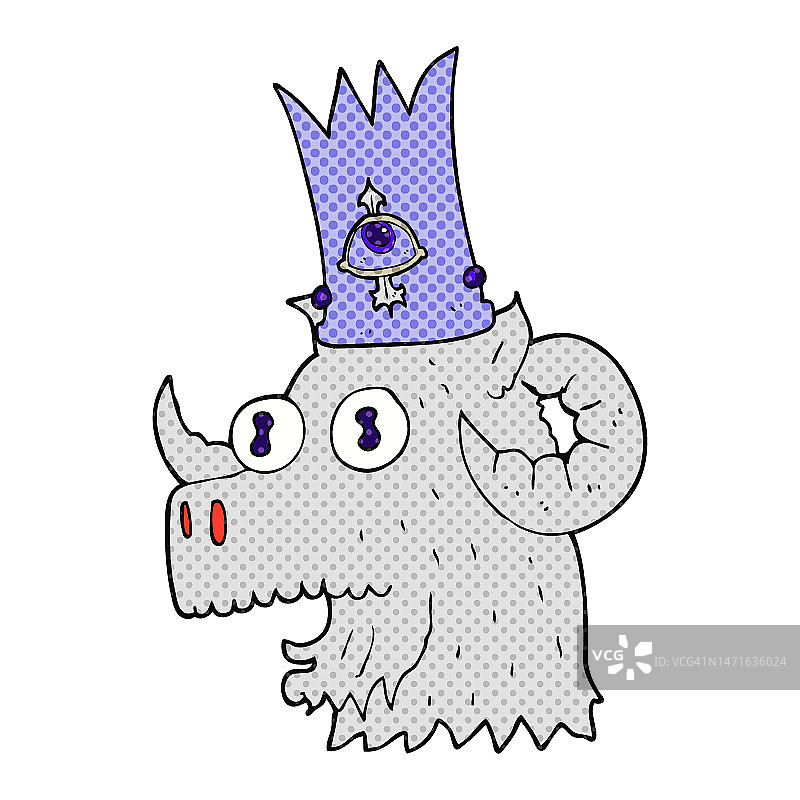手绘卡通公羊头与魔法皇冠图片素材