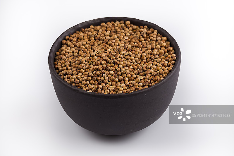 碗中干香菜籽特写图片素材