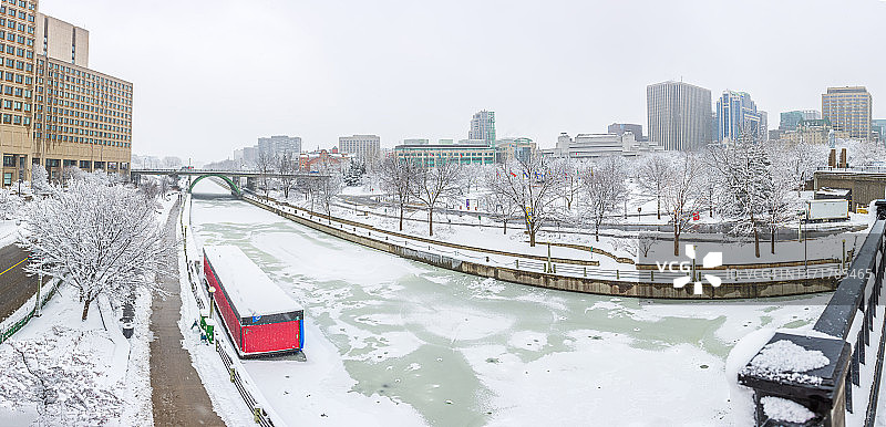 渥太华市中心雪景图片素材