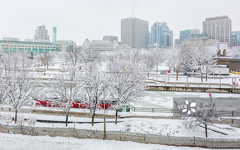 渥太华市中心雪景图片素材