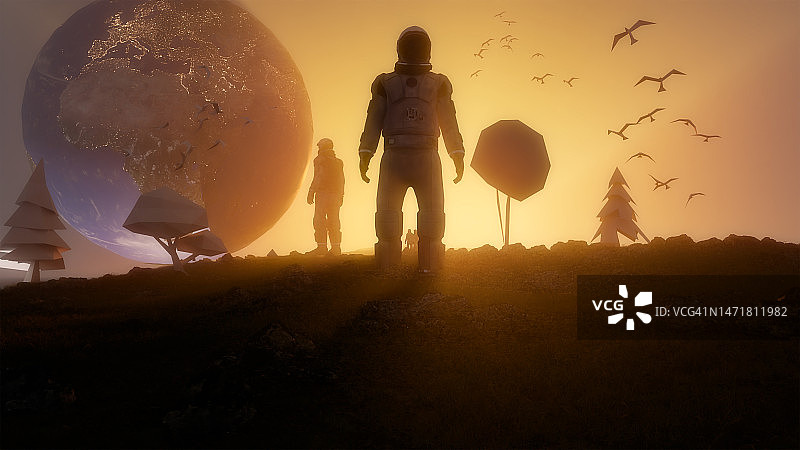 宇航员观看地球图片素材