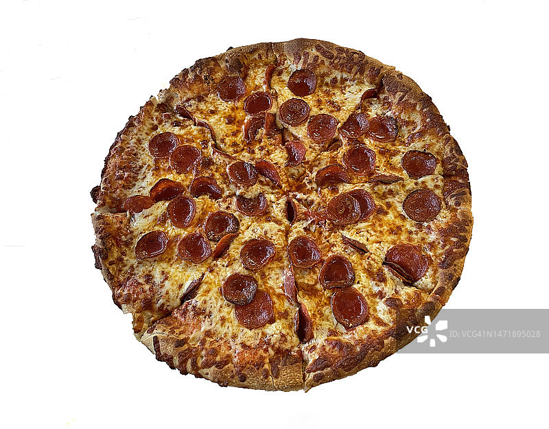 白色背景上的意式香肠披萨图片素材