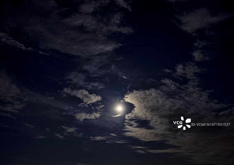 满月、云和星空图片素材