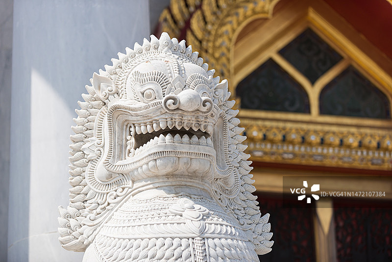 曼谷云石寺的大理石狮子雕像图片素材