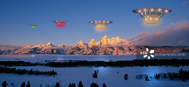 大提顿峰上的不明飞行物图片素材