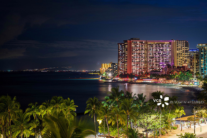 夏威夷檀香山的威基基海滩图片素材