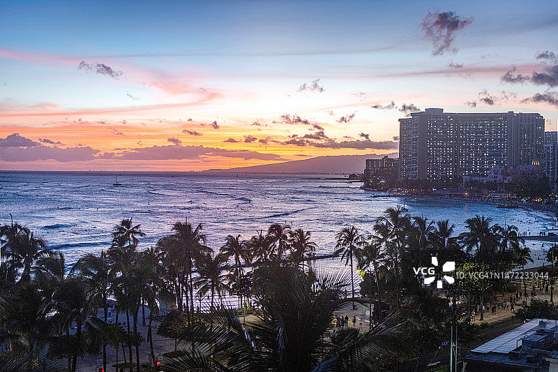 夏威夷檀香山的威基基海滩图片素材