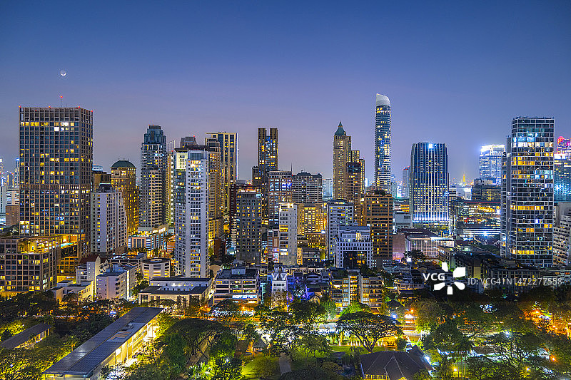 泰国曼谷暹罗广场附近城市天际线鸟瞰图图片素材