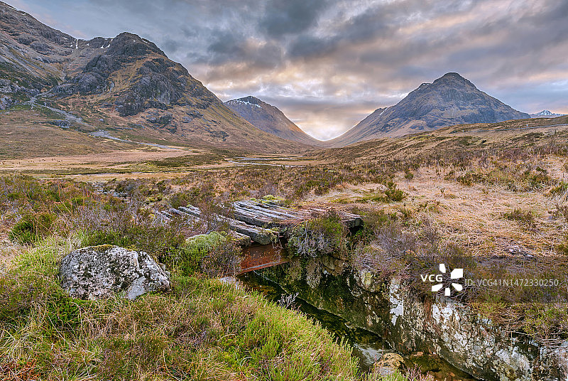 日落时分的布achaille Etive Beag山图片素材
