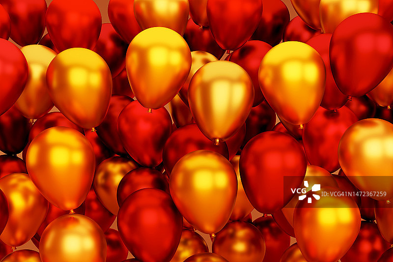 金色和红色气球背景3D图案图片素材