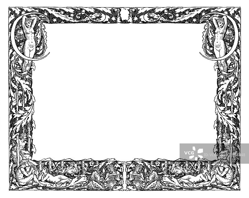 旧雕刻插图装饰点缀框架图片素材