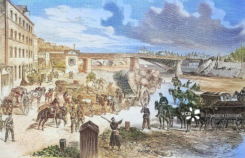 军队杂志与被炸毁的桥梁：1870-1871年德法战争图片素材