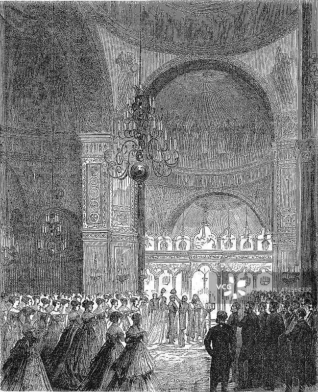 阿奇莱·缪拉王子与格鲁吉亚公主萨洛梅·达迪亚尼的婚礼，1869年，法国图片素材