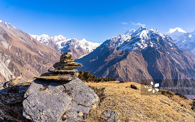 雪山风景，尼泊尔廓尔喀图片素材