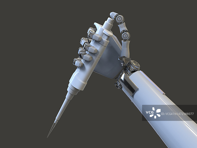 在实验室工作的人形机器人，概念插图图片素材