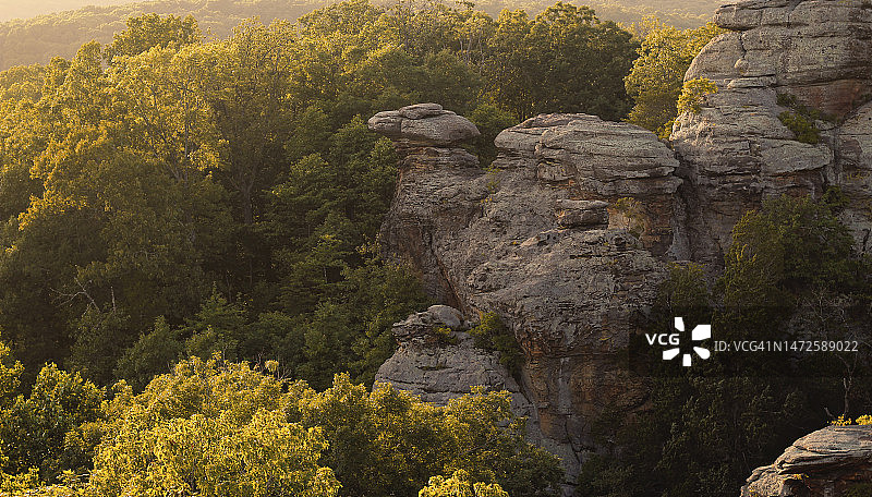 美国肖尼国家森林公园的树林岩层图片素材
