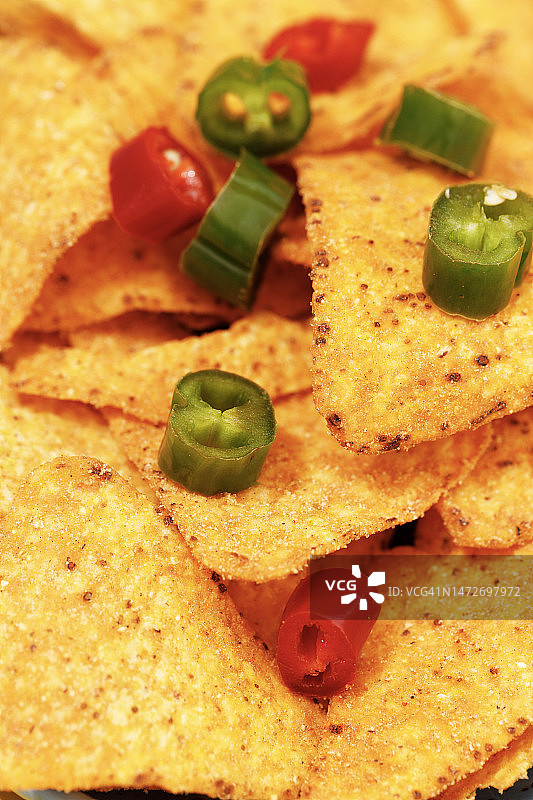 辣椒玉米片的特写图片素材