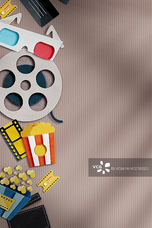 3D眼镜和爆米花电影票图片素材