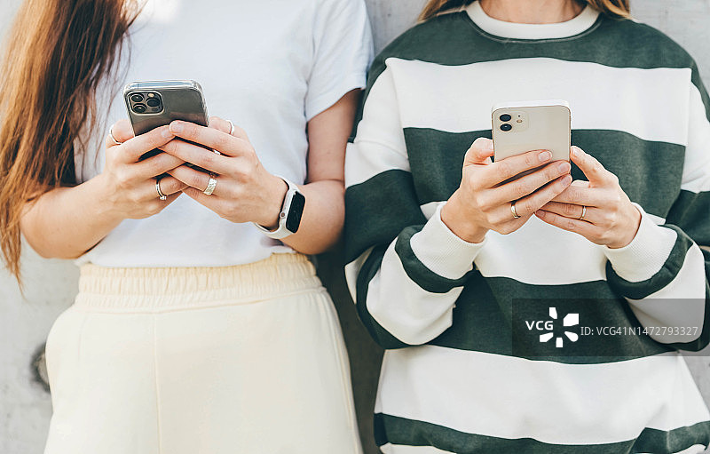 两个女人在街上打电话图片素材