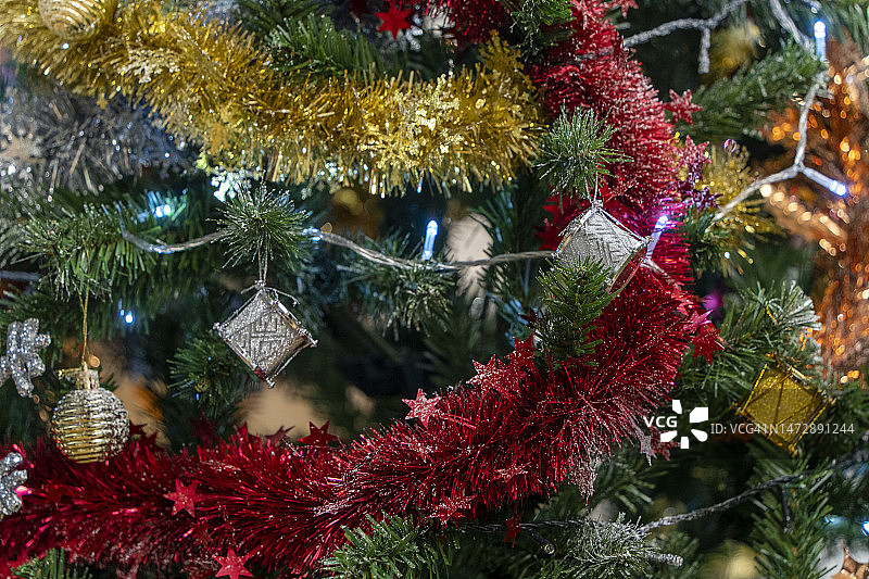新年和圣诞季背景图片圣诞树装饰图片素材
