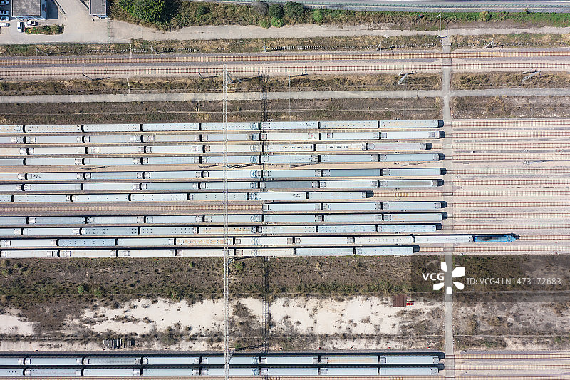 货运列车停车场的俯视照片图片素材