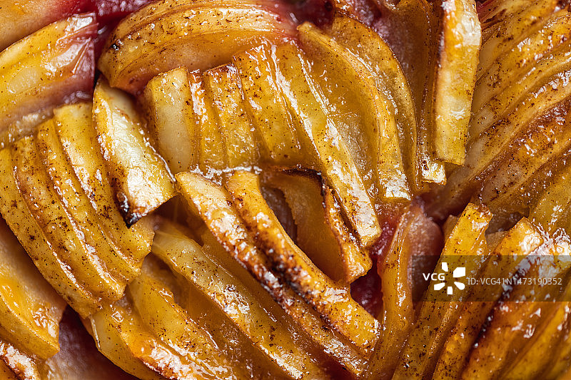 烤苹果切片特写图片素材