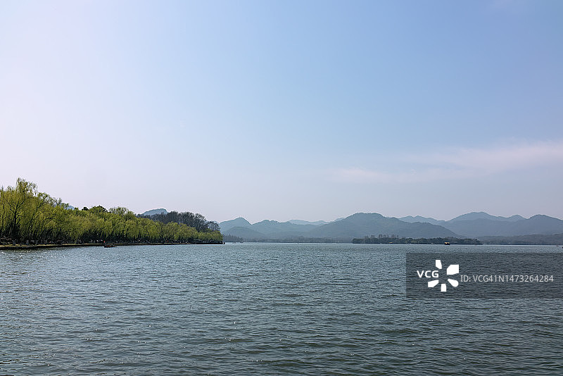 中国杭州西湖的春天景色图片素材