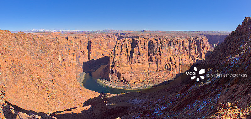 科罗拉多河：从斯潘塞步道尽头的高原眺望马蹄湾，格伦峡谷国家游乐区，美国亚利桑那州图片素材
