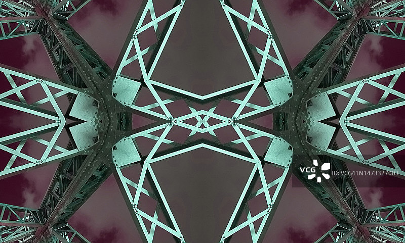 夜间铁结构万花筒图像图片素材