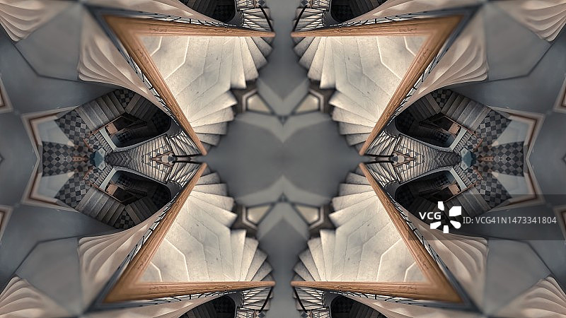 万花筒风格老旧复杂楼梯图片素材