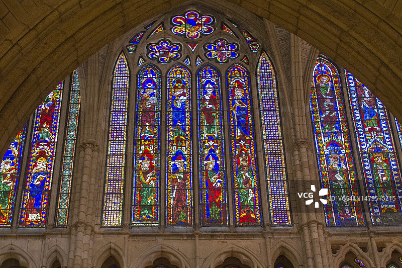 莱昂大教堂的彩色玻璃窗图片素材