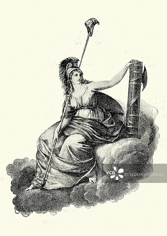 头戴弗里吉亚帽、手持束棒的古典女神图片素材