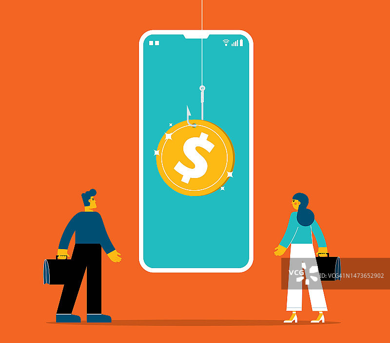 鱼钩与智能手机图片素材