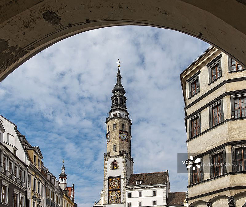 格尔利茨的市政厅塔楼和天平房图片素材