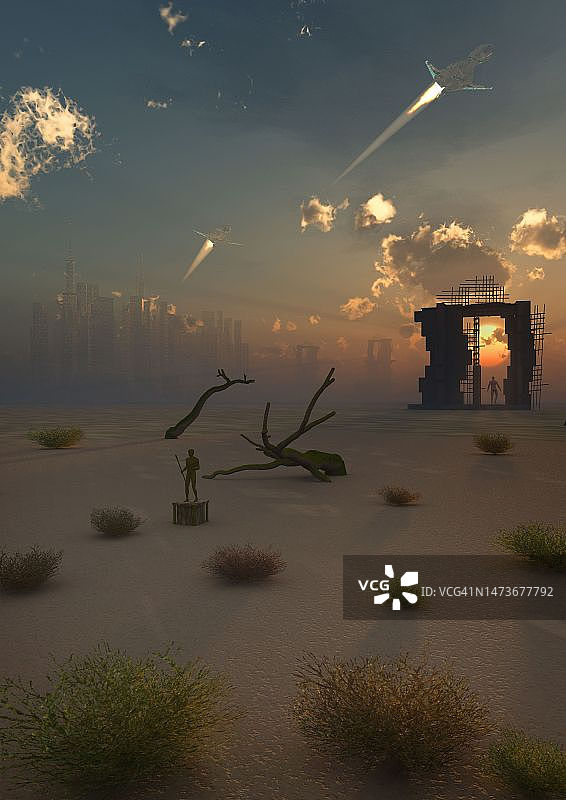 过去与未来城市图片素材