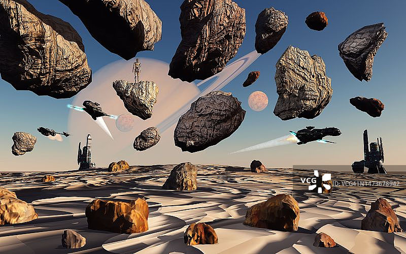 先进文明开采小行星带图片素材