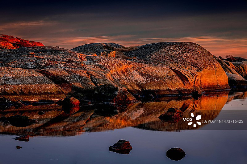 斯塔avern的日落湖景（挪威）图片素材