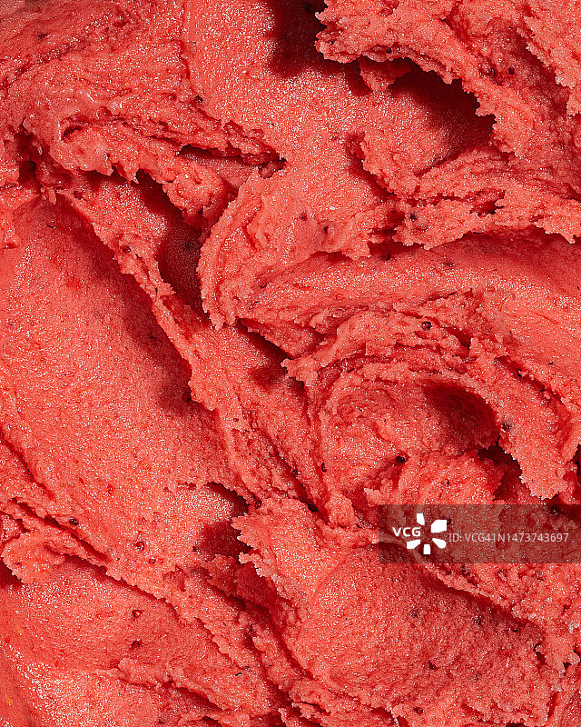 草莓冰糕冰淇淋的全画幅奶油质地背景图片素材