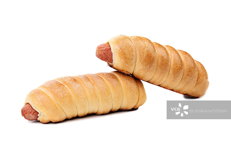 摩尔多瓦白色背景下的羊角面包特写图片素材