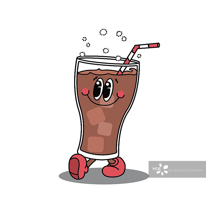 快乐的冒泡苏打水杯插画图片素材