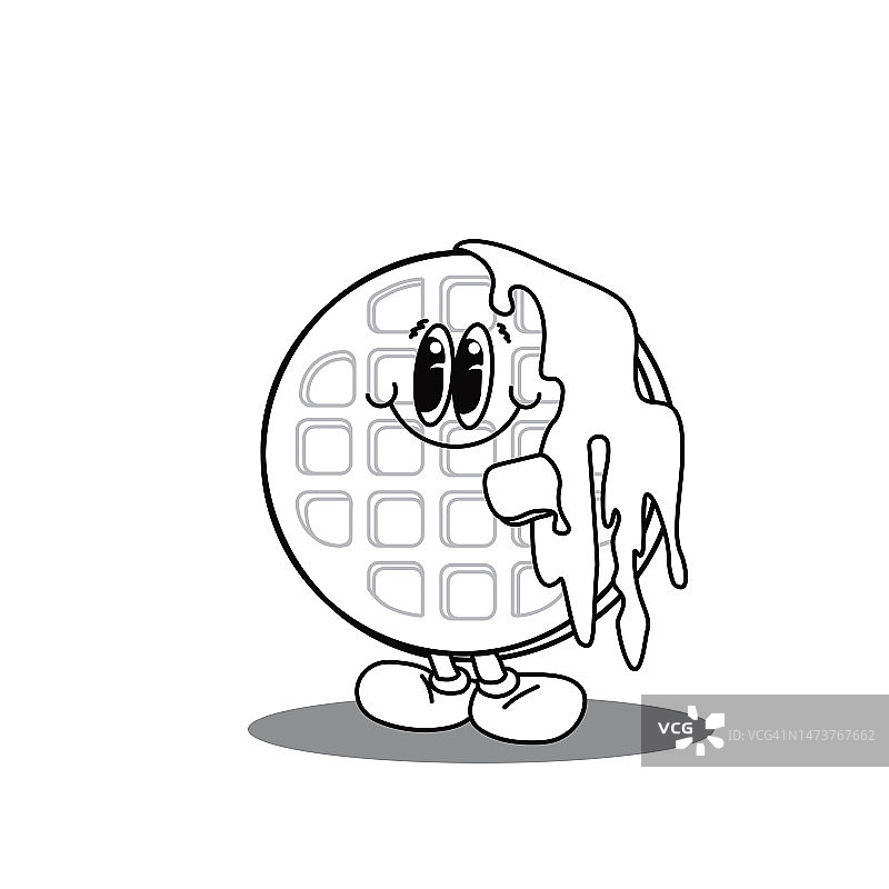 快乐的华夫饼与糖浆插画图片素材