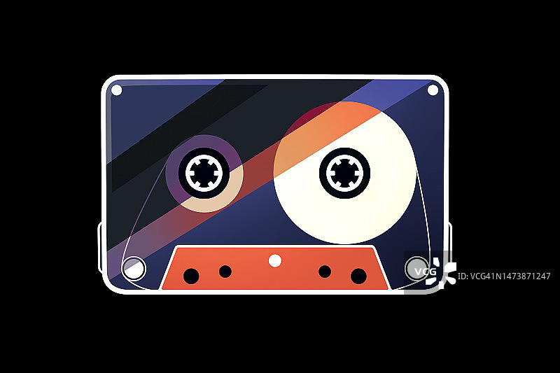 黑色背景上的复古磁带矢量图图片素材