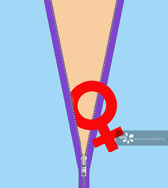 从半拉开的衣服里露出的女性符号插画图片素材