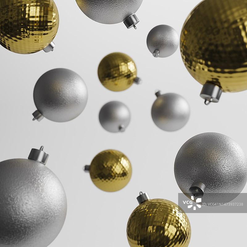 灰色背景下迪斯科球的低角度视图图片素材