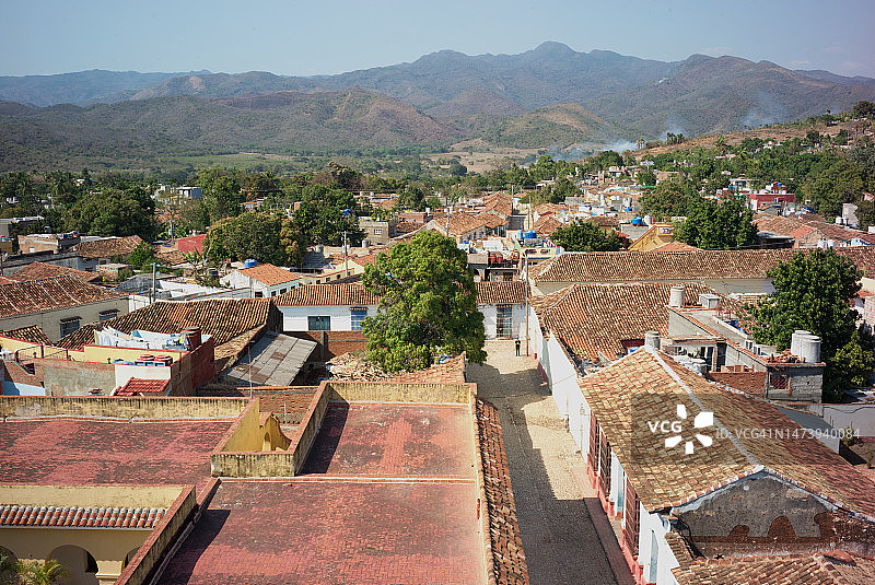 古巴特立尼达城镇景观高角度视图图片素材