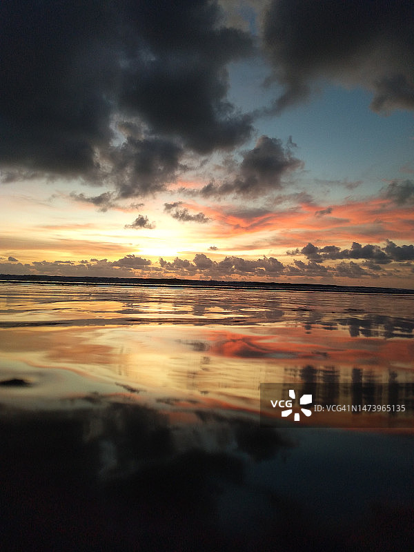 日落时，大海与天空的对比图片素材
