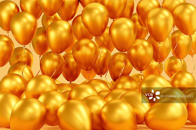 金色黄色气球3D背景banner图片素材