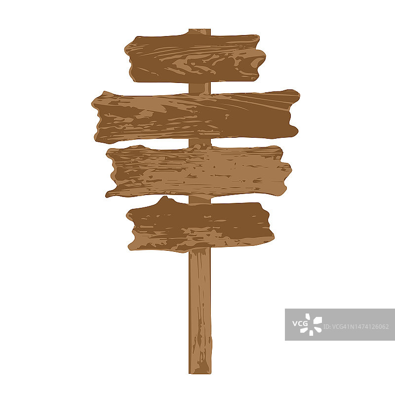 白色背景上的木制路标图片素材