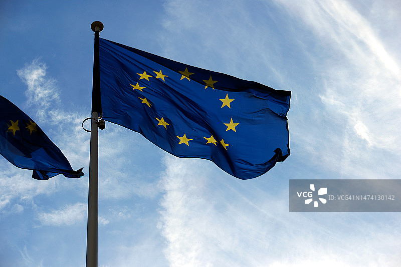 蓝色欧盟旗帜图片素材
